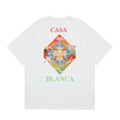 Casablanca Sunburst Diamond Logo T-Shirt - White