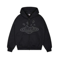 Broken Planet Market Midnight Black Zip Up Hoodie