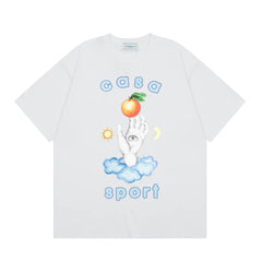 Casablanca Sport Hand & Orange Graphic T-Shirt - White