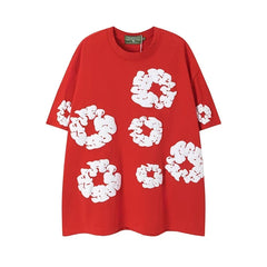 Denim Tears Red All‑Over Cotton Wreath Print T‑Shirt