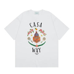 Casablanca "Casa Way" Architectural & Floral T-Shirt - White